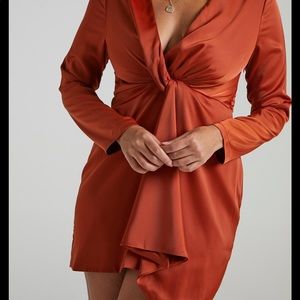 Showpo “stop thinking about it dress” in copper